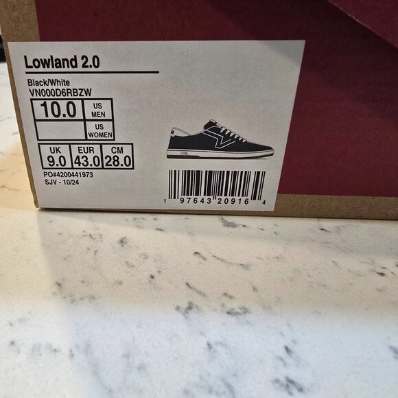 Vans Lowland 2.0 Black/White VN000D6RBZW Skateboard Everyday Sneakers MENS SZ 10 - Picture 8 of 11